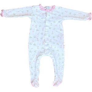 Magnolia Baby Girls Long Sleeve Golf Print Ruffle One Piece Footie. 9 Months.